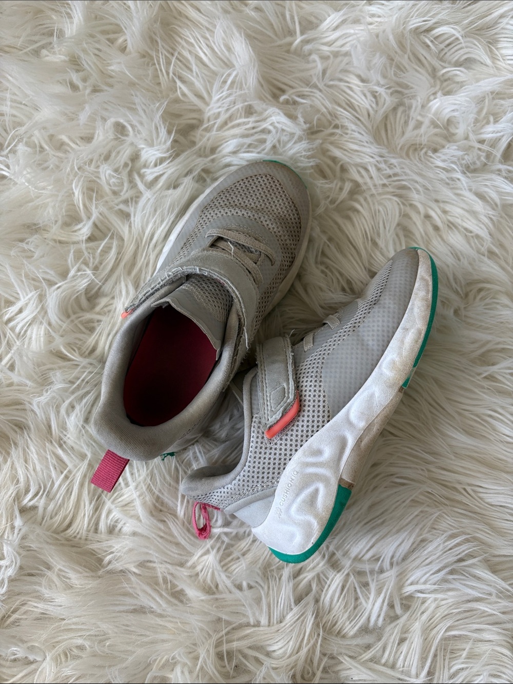 Target Kids Gray Sneakers with Pink and Teal Accents